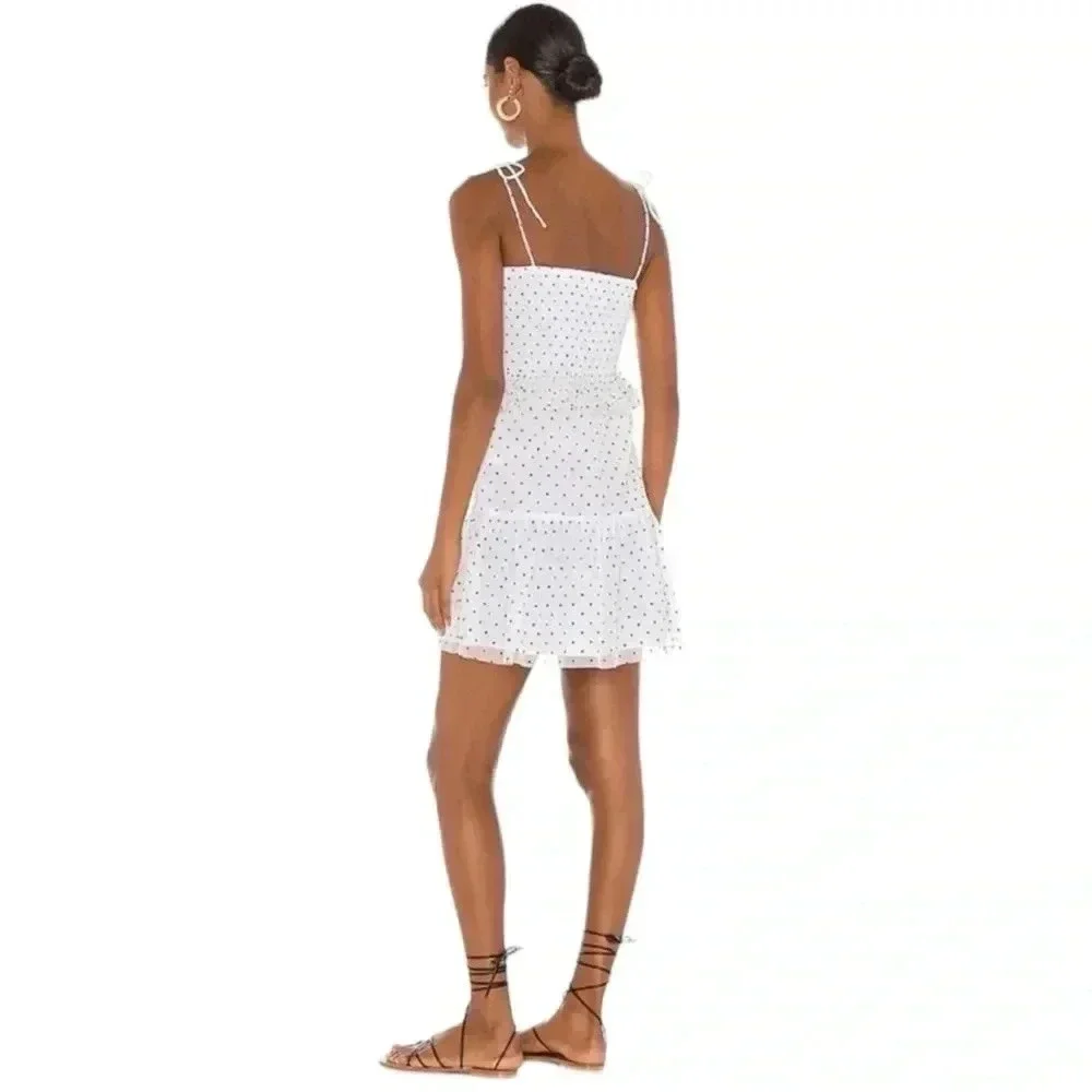 LOVERS + FRIENDS | NWOT Blakeley Mini Dress | Black White Polka Dot Ruffles | L - Picture 5 of 11